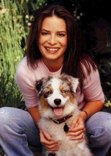 Holly Marie Combs and Lola the Australian Shepherd